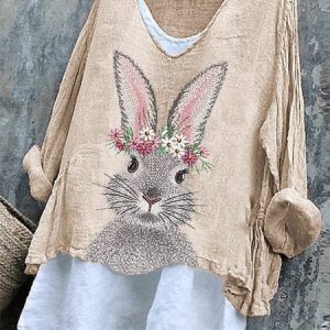 Cotton Casual Loose T-Shirt, Long sleeves, Lilicloth.com