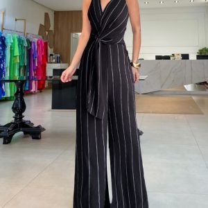 Colorblock V-Neck Sleeveless Tied Detail Jumpsuit, women Jumpsuits, ChicMe catalog
