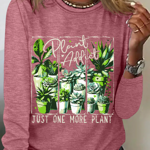 Plant Addict Casual Long Sleeve Shirt, Long sleeves, Lilicloth.com