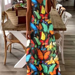 Women Geometric Spaghetti Sleeveless Comfy Casual Maxi Dress, Maxi, color:Multicolor|size:4XL, catalog Noracora shop