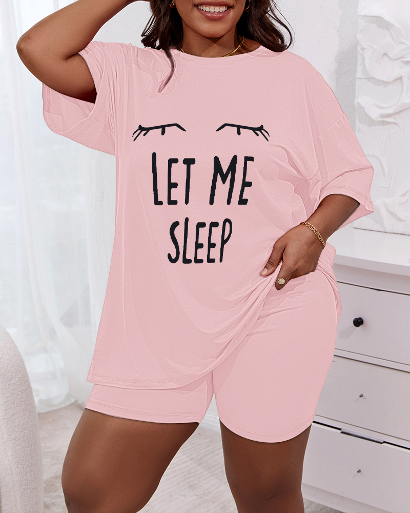 Plus Size Let Me Sleep Figure Print Pajamas Set, women Loungewear, ChicMe catalog - Image 5