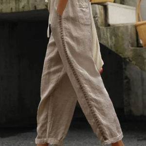 Women Geometric Long Pant Casual Spring/Fall Trousers, JustFashionNow Pants, color:Khaki|size:5XL,