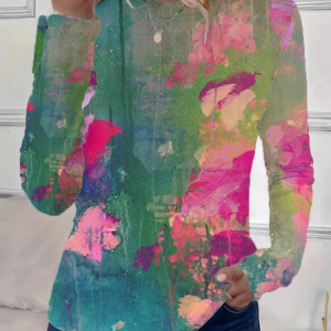 Women Abstract Long Sleeve Tee T-shirt Crew Neck Casual Spring/Fall Graphic Tee Top, JustFashionNow T-Shirts, color:As Picture|size:XXL