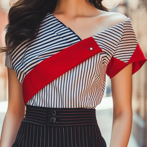 Urban Striped Split Joint Asymmetrical Shirt, Blouses and Shirts, color:As Picture|size:XXL, Stylewe