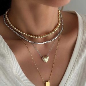 Vintage Layered Heart Choker Necklace Square Pendant Necklace, women Necklace & Pendant, ChicMe catalog