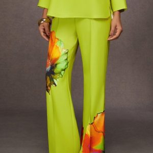 Urban Floral Printing Straight Pants, Pants, color:As Picture|size:XXL, Stylewe
