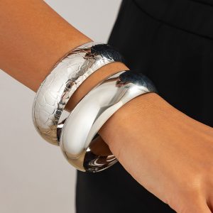 2PCS Wide Chunky Bangle Bracelet Trendy Wrist Cuff Bracelets Jewelry Gift, women Bracelet, ChicMe catalog