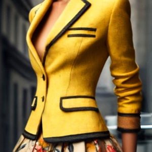 Urban Split Joint Contrast Stitching Lapel Collar Blazer, Blazers, color:Yellow|size:XXL, Stylewe