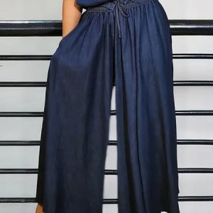 Casual Loose Plain Soft Tencel  Denim Jeans, Jeans, color:Blue|size:XXL, Stylewe