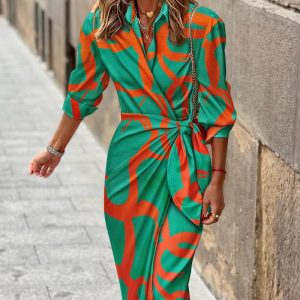 Floral Print Tied Detail Shirt Dress, women Shirt Dresses, ChicMe catalog