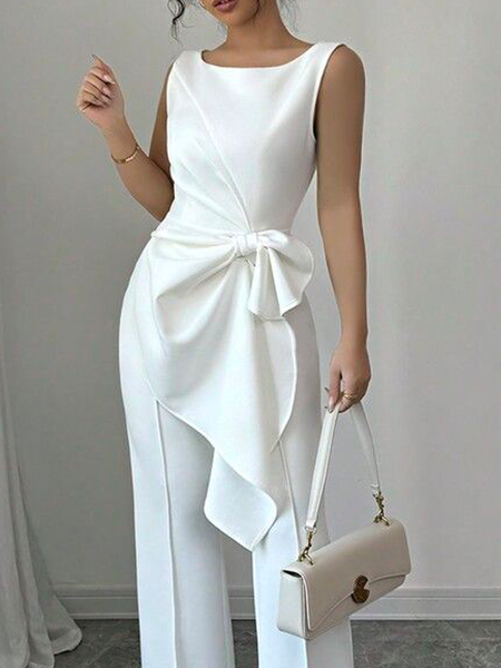 Urban Plain Asymmetric Crew Neck Tank Top, Tanks and Camis, color:White|size:XXL, Stylewe