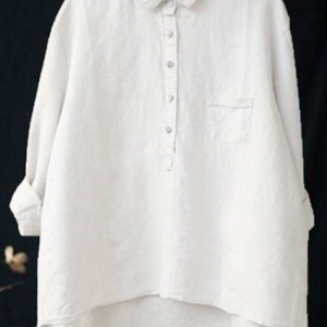 Women Plain Long Sleeve Shirt Spring/Fall Printing Shirt Collar Daily Casual Top, JustFashionNow Shirts, color:White|size:5XL,