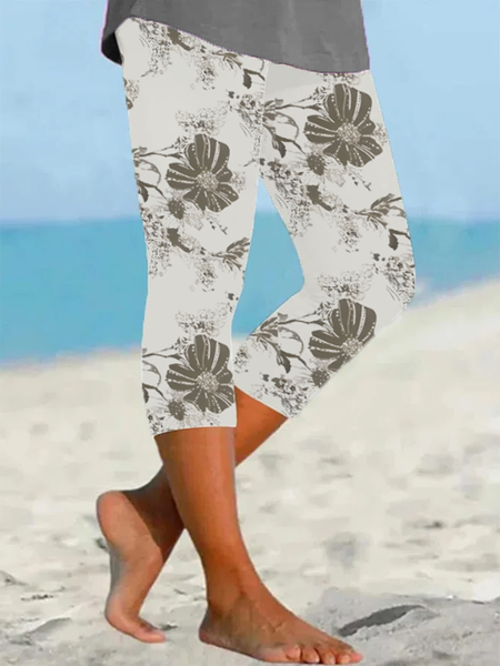 Women's Floral Spring Print Fashion Leggings, Pants, Lilicloth.com - Image 2