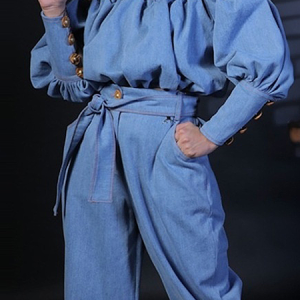 Urban Plain Denim Top, Tops, color:Denim Blue|size:XXL, Stylewe