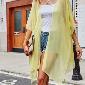 Women Plain Spring/Fall Cover-up Casual Lightweight Cardigan, JustFashionNow Cardigans, color:Yellow|size:One-size,