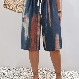 Women Color Block Fifth Pants Pant Casual Summer Trousers, JustFashionNow Pants, color:Navyblue|size:XXL,