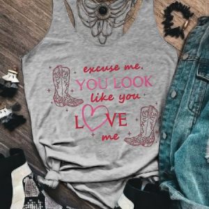 Women Sleeveless Tank Top Camisole Summer Letter Pattern U-Neck Holiday Casual Top, JustFashionNow Tanks & Camis, color:Light Gray|size:3XL,