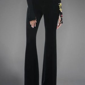 Urban Plain Regular Fit Fashion Pants, Pants, color:Black|size:XXL, Stylewe