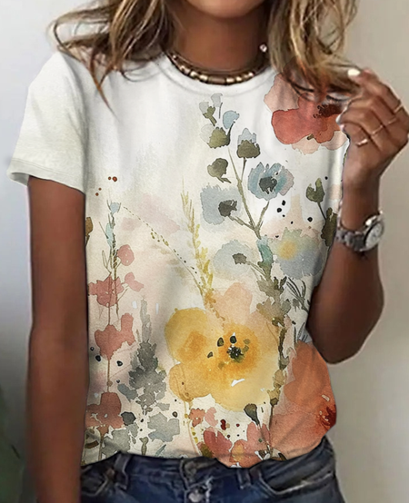 Vintage flower Print T-Shirt, T-shirts, Lilicloth.com - Image 2