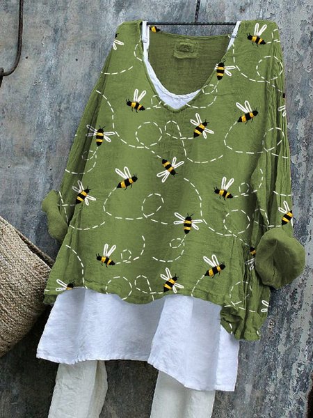 Cotton Casual T-Shirt, Long sleeves, Lilicloth.com - Image 2