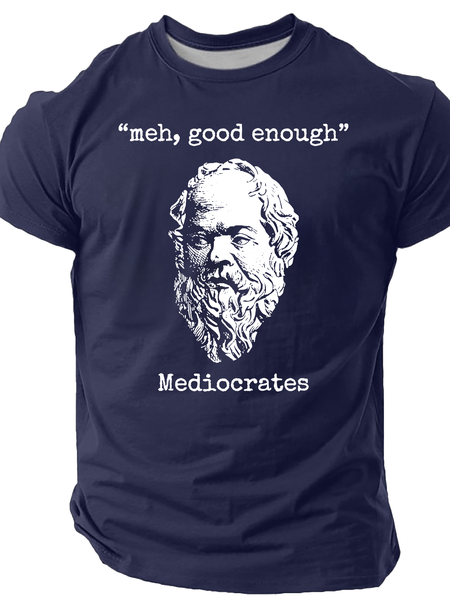 Vintage Mediocrates Meh Good Enough Sarcasm Cotton T-Shirt, T-shirts, Lilicloth.com