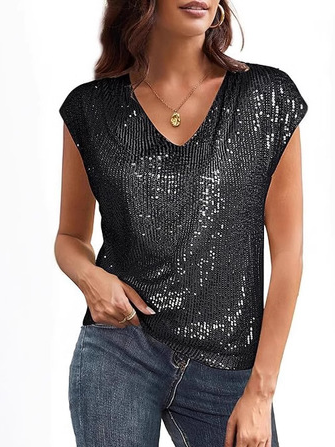 Women Plain Short Sleeve Tee T-shirt V Neck Casual Summer Top, JustFashionNow T-Shirts, color:Black|size:XXL,
