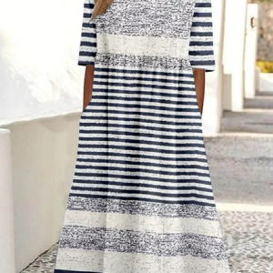 Striped Casual Crew Neck Dress With No, Dresses, Lilicloth.com