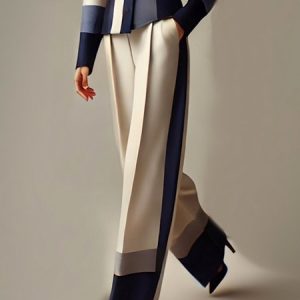Plus Size Urban Color Block Wide Leg Pants, Plus Pants, color:As Picture|size:4X, Stylewe