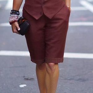 Urban Plain Straight Shorts, Shorts, color:Red Brown|size:XXL, Stylewe