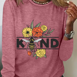 Spread Kindness Floral Be Kind Casual Long Sleeve Shirt, Long sleeves, Lilicloth.com