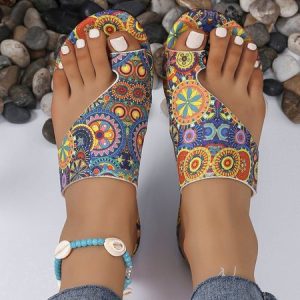 Ethnic Retro Flat Toe Slippers 2025 Summer New Breathable Printed Roman Style Slippers, Slippers, color:Purple|size:43, catalog Noracora shop