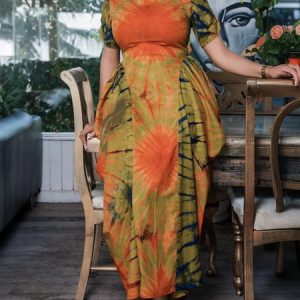 Vacation Random Print Printing Off The Shoulder Maxi Dress, Maxi Dresses, color:As Picture|size:XXL, Stylewe