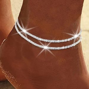 Glitter Layered Anklet Vacation Beach Adjustable Ankle Bracelets Jewelry, women Anklet, ChicMe catalog