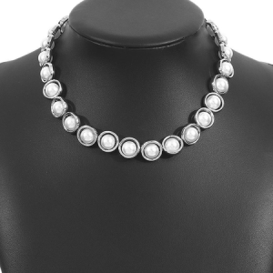 Vintage Elegant Imitation Pearl Clavicle Necklace, Necklaces, color:Silver, Stylewe
