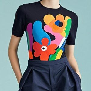 Casual Abstract Printing Crew Neck T-shirt, Tees, color:As Picture|size:XXL, Stylewe