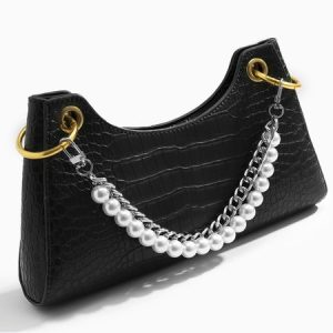 Simple Pearl Handbag Beaded Shoulder Chain No Bag, Bags, color:Silver|size:One-size, Stylewe
