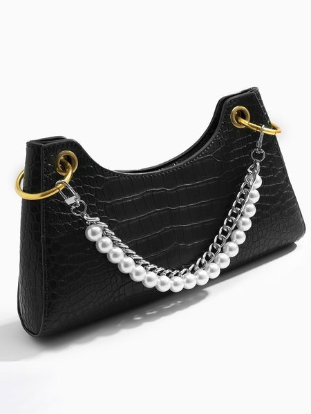 Simple Pearl Handbag Beaded Shoulder Chain No Bag, Bags, color:Silver|size:One-size, Stylewe