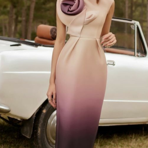 Elegant Ombre 3D Floral Midi Party Dress, Midi Dresses, color:As Picture|size:XXL, Stylewe