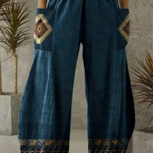 Women Ethnic Geometry Long Pant Casual Spring/Fall Trousers, JustFashionNow Pants, color:As Picture|size:4XL,