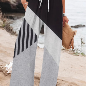 Women Striped Long Pant Casual Spring/Fall Trousers, JustFashionNow Pants, color:As Picture|size:4XL,