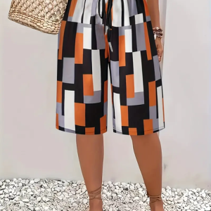Women Geometric Fifth Pants Pant Casual Summer Trousers, JustFashionNow Pants, color:As Picture|size:XXL,