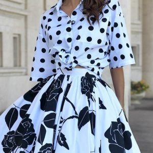 Urban Polka Dots Printing Shirt Collar  Shirt, Blouses and Shirts, color:Black-white|size:XXL, Stylewe