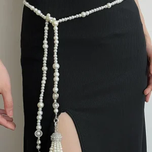 Elegant Plain Pearl Waist Chain, Belts, color:As Picture|size:One-size, Stylewe