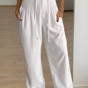 Ruched Drastring Straight Casual Pants, women Pants, ChicMe catalog
