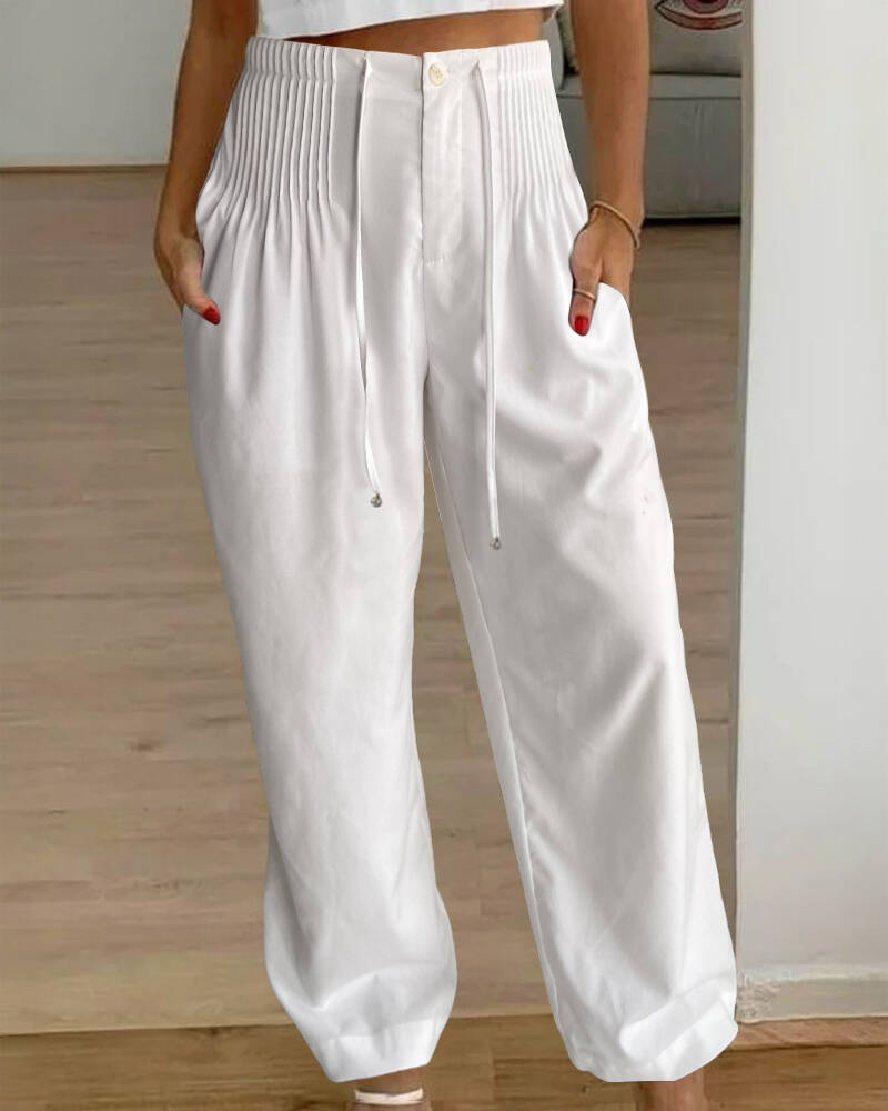 Ruched Drastring Straight Casual Pants, women Pants, ChicMe catalog