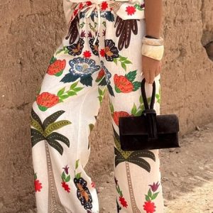 Vacation Tropical Printing Straight  Fashion Pants, Pants, color:As Picture|size:XXL, Stylewe