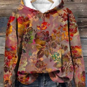 Women's Floral Spring/Fall Long Sleeve Casual Daily Hoodie, JustFashionNow Sweatshirts & Hoodies, color:Orange|size:4XL,