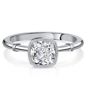 classic engagement rings - Italo Milgrain Bezel Cushion Cut Engagement Ring Promise Ring, Italo jewelry - Online Catalog