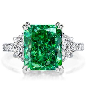 unique engagement rings - Italo Radiant Cut Emerald Green Ring Unique Engagemeng Ring, Italo jewelry - Online Catalog
