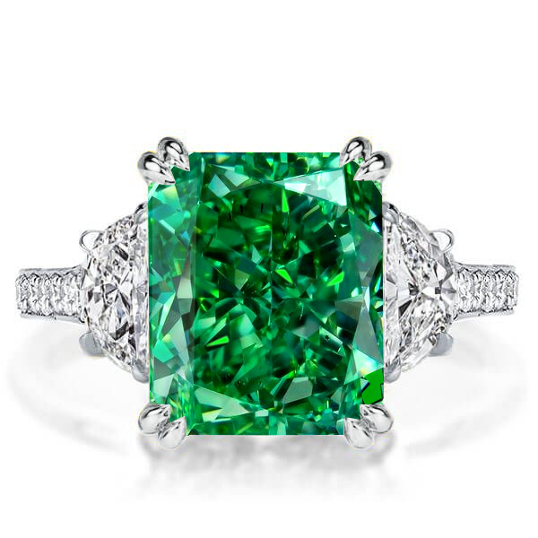 unique engagement rings - Italo Radiant Cut Emerald Green Ring Unique Engagemeng Ring, Italo jewelry - Online Catalog